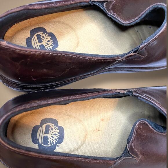 Women's 10 TIMBERLAND PRO Renova Slip Resistant Slip-On Brown Leather Clogs EUC - Picture 11 of 14